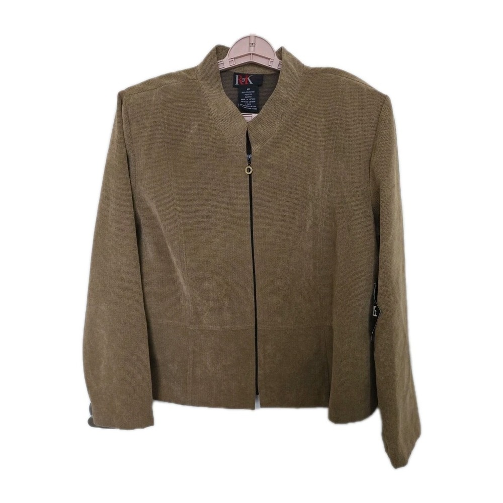 R & K ORIGINALS WOMENS POLYESTER TAUPE JACKET BLAZER STYLE TOP SIZE 18 NWT
